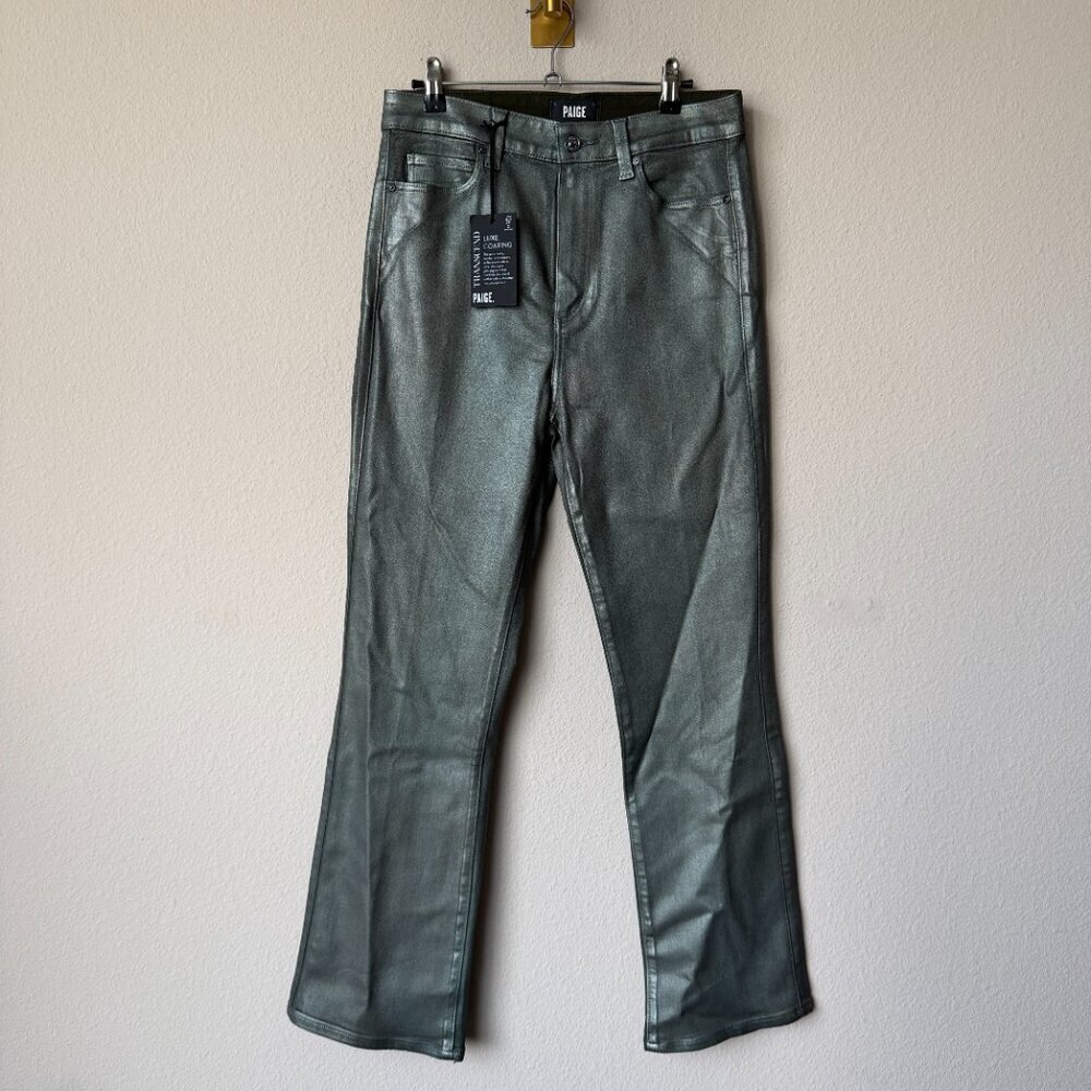 NEW Paige Claudine Mystical Green Coated High Waisted Jeans Size 29 - Picture 2 of 9